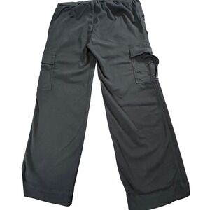 James Perse Cargo Pants Jogger Drawstring Waist Sz 4 (XL) Black Cotton Blend Gym